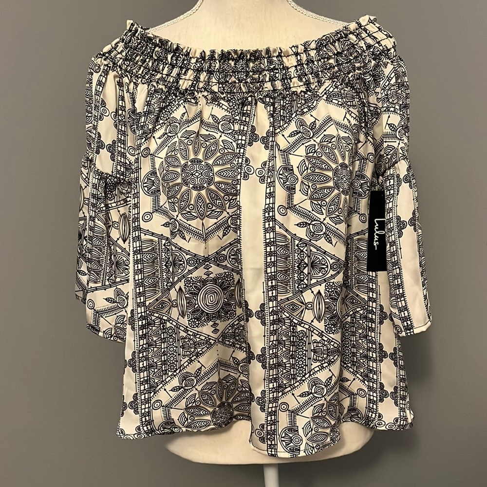 Lulu's Boho Crop Off/Cap Shoulder Flowy Gorgeous & Silky Blouse Top - Sz S NWT!